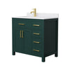 Custom image for Green with Brushed Gold Trim / White Cultured Marble / No Mirror