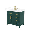 Custom image for Green with Brushed Gold Trim / White Cultured Marble / No Mirror