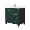 Custom image for Green with Brushed Gold Trim / White Quartz / No Mirror