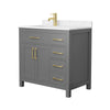 Custom image for Dark Gray with Brushed Gold Trim / Carrara Cultured Marble / No Mirror
