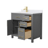 Custom image for Dark Gray with Brushed Gold Trim / White Cultured Marble / No Mirror