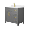 Custom image for Dark Gray with Brushed Gold Trim / White Cultured Marble / No Mirror