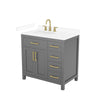 Custom image for Dark Gray with Brushed Gold Trim / White Cultured Marble / No Mirror