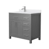 Custom image for Dark Gray with Brushed Nickel Trim / White Cultured Marble / No Mirror
