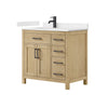 Custom image for Whitewashed Oak with Matte Black Trim / Carrara Cultured Marble / No Mirror