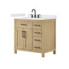 Custom image for Whitewashed Oak with Matte Black Trim / White Cultured Marble / No Mirror
