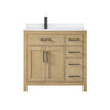 Custom image for Whitewashed Oak with Matte Black Trim / White Quartz / No Mirror