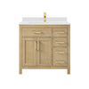 Custom image for Whitewashed Oak with Brushed Gold Trim / White Cultured Marble / No Mirror