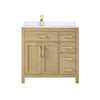 Custom image for Whitewashed Oak with Brushed Gold Trim / White Quartz / No Mirror