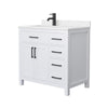 Custom image for White with Matte Black Trim / Carrara Cultured Marble / No Mirror