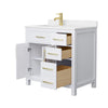Custom image for White with Brushed Gold Trim / Carrara Cultured Marble / No Mirror