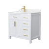 Custom image for White with Brushed Gold Trim / Carrara Cultured Marble / No Mirror