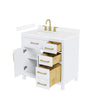 Custom image for White with Brushed Gold Trim / Carrara Cultured Marble / No Mirror