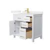 Custom image for White with Brushed Gold Trim / Giotto Quartz / No Mirror