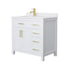 Custom image for White with Brushed Gold Trim / White Cultured Marble / No Mirror