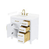 Custom image for White with Brushed Gold Trim / White Cultured Marble / No Mirror