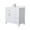 Custom image for White with Brushed Nickel Trim / Carrara Cultured Marble / No Mirror