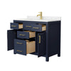 Custom image for Dark Blue with Brushed Gold Trim / Carrara Cultured Marble / No Mirror