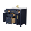 Custom image for Dark Blue with Brushed Gold Trim / White Cultured Marble / No Mirror