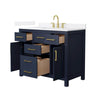 Custom image for Dark Blue with Brushed Gold Trim / White Quartz / No Mirror