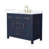 Custom image for Dark Blue with Brushed Gold Trim / White Quartz / No Mirror