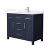 Custom image for Dark Blue with Brushed Nickel Trim / White Quartz / No Mirror
