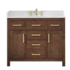 Custom image for Dark Walnut with Brushed Gold Trim / Carrara Cultured Marble / No Mirror
