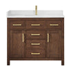 Custom image for Dark Walnut with Brushed Gold Trim / Giotto Quartz / No Mirror