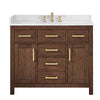 Custom image for Dark Walnut with Brushed Gold Trim / Giotto Quartz / No Mirror