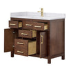 Custom image for Dark Walnut with Brushed Gold Trim / White Cultured Marble / No Mirror