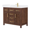 Custom image for Dark Walnut with Brushed Gold Trim / White Cultured Marble / No Mirror