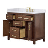 Custom image for Dark Walnut with Brushed Gold Trim / White Cultured Marble / No Mirror
