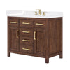 Custom image for Dark Walnut with Brushed Gold Trim / White Cultured Marble / No Mirror