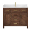Custom image for Dark Walnut with Brushed Gold Trim / White Quartz / No Mirror