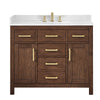 Custom image for Dark Walnut with Brushed Gold Trim / White Quartz / No Mirror