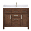 Custom image for Dark Walnut with Brushed Nickel Trim / White Cultured Marble / No Mirror