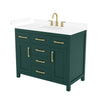 Custom image for Green with Brushed Gold Trim / White Cultured Marble / No Mirror