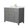 Custom image for Dark Gray with Brushed Gold Trim / White Cultured Marble / No Mirror