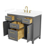 Custom image for Dark Gray with Brushed Gold Trim / White Cultured Marble / No Mirror