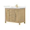 Custom image for Whitewashed Oak with Brushed Gold Trim / Giotto Quartz / No Mirror