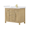 Custom image for Whitewashed Oak with Brushed Gold Trim / White Cultured Marble / No Mirror