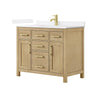 Custom image for Whitewashed Oak with Brushed Gold Trim / White Quartz / No Mirror