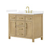 Custom image for Whitewashed Oak with Brushed Gold Trim / White Quartz / No Mirror
