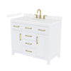 Custom image for White with Brushed Gold Trim / Carrara Cultured Marble / No Mirror