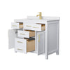 Custom image for White with Brushed Gold Trim / White Cultured Marble / No Mirror