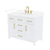 Custom image for White with Brushed Gold Trim / White Cultured Marble / No Mirror