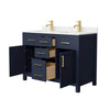 Custom image for Dark Blue with Brushed Gold Trim / Carrara Cultured Marble / No Mirror
