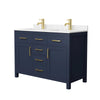Custom image for Dark Blue with Brushed Gold Trim / Carrara Cultured Marble / No Mirror