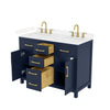 Custom image for Dark Blue with Brushed Gold Trim / Carrara Cultured Marble / No Mirror