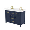 Custom image for Dark Blue with Brushed Gold Trim / Carrara Cultured Marble / No Mirror